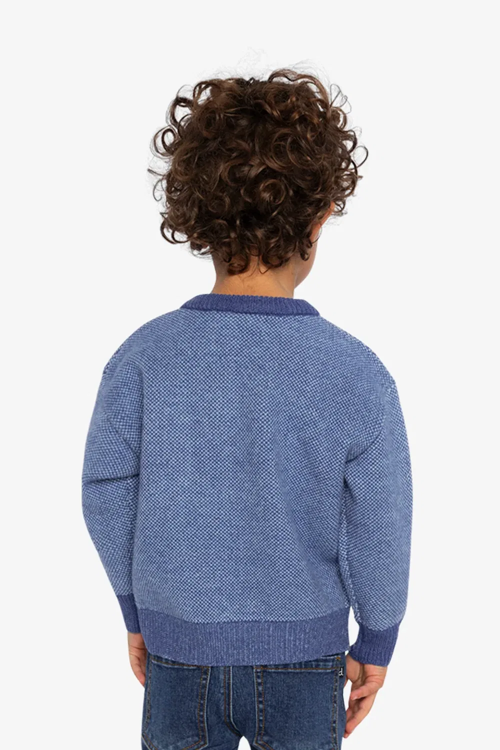 Детский свитер с фактурным узором Deux par Deux, Blue Knit — фото 4