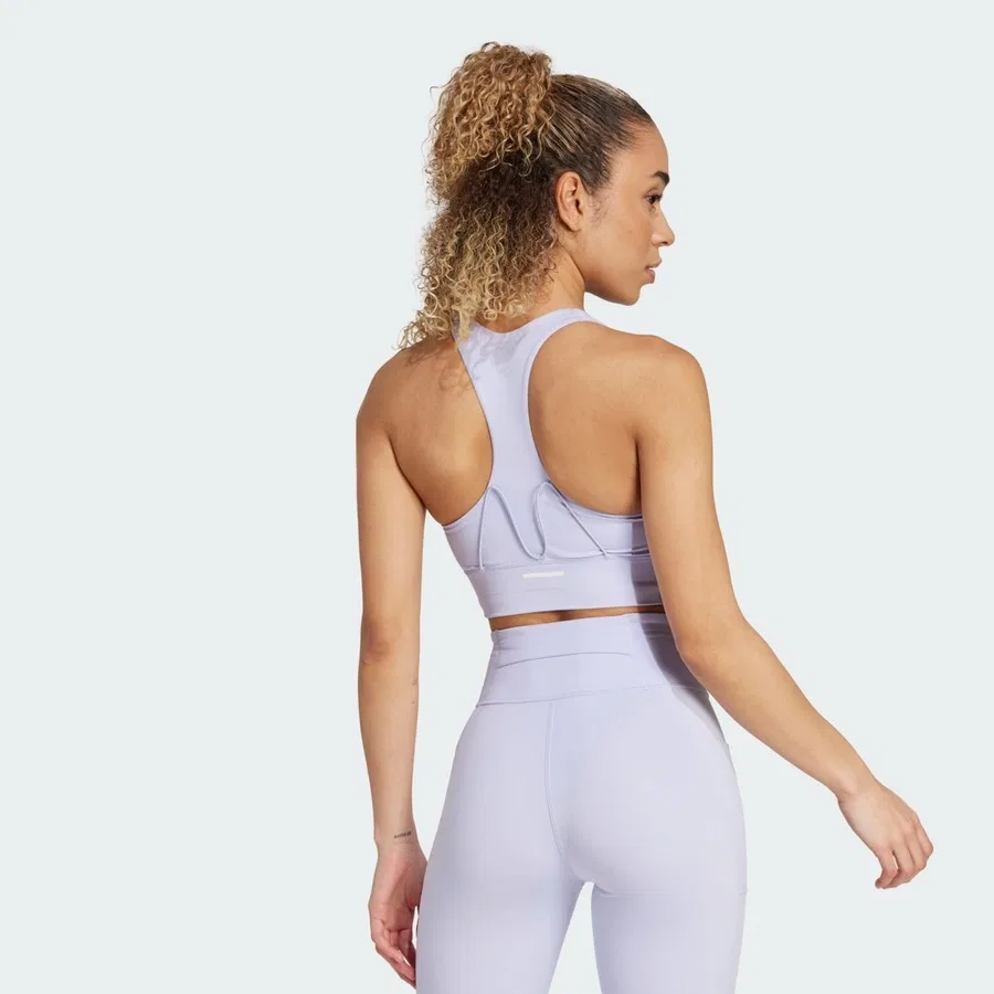 Спортивный бюстгальтер средней поддержки с карманами Run Pocket Medium Support Bra adidas, Фиолетовый — фото 3