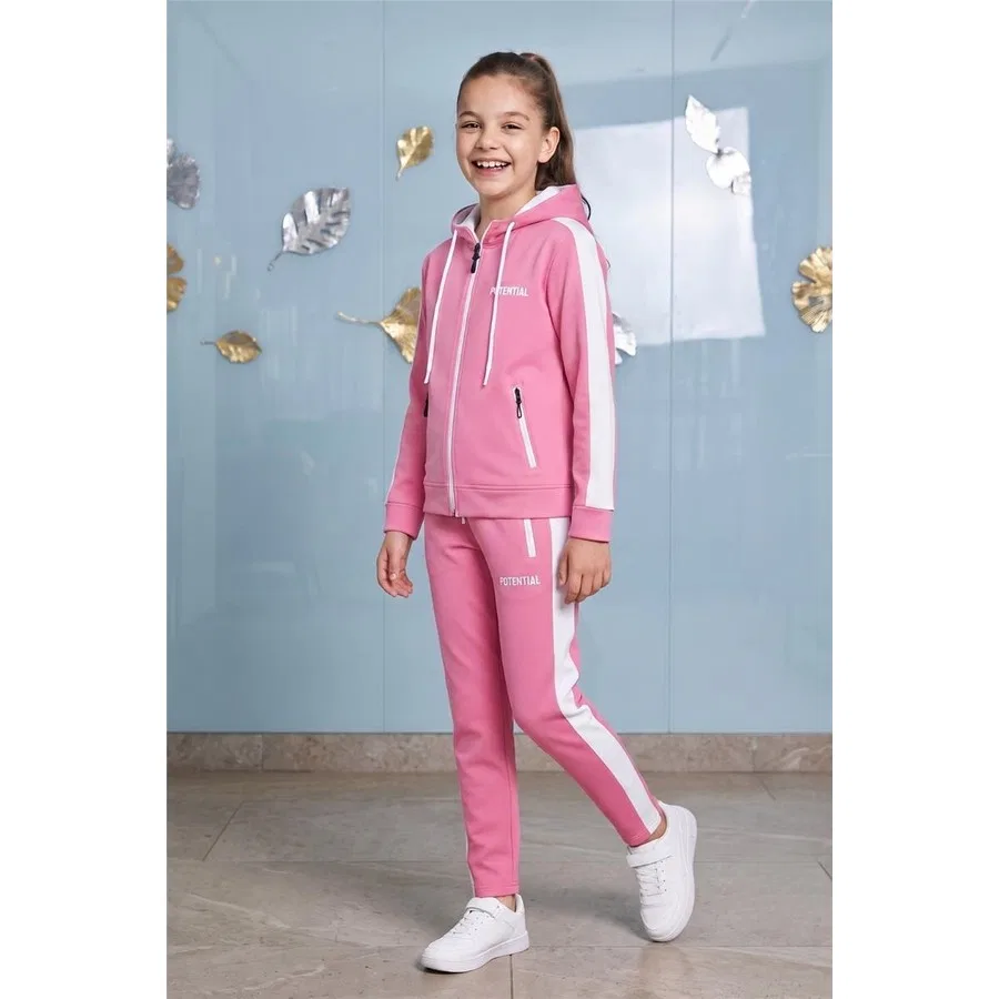 Комплект спортивного костюма с капюшоном и принтом Potential Pina Kids, Розовый — фото 2