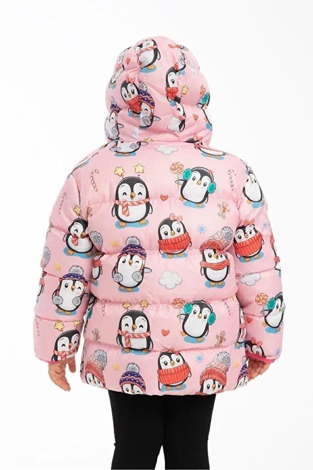 Детское пальто для девочек с принтом Hooded Montland, Pink — фото 4