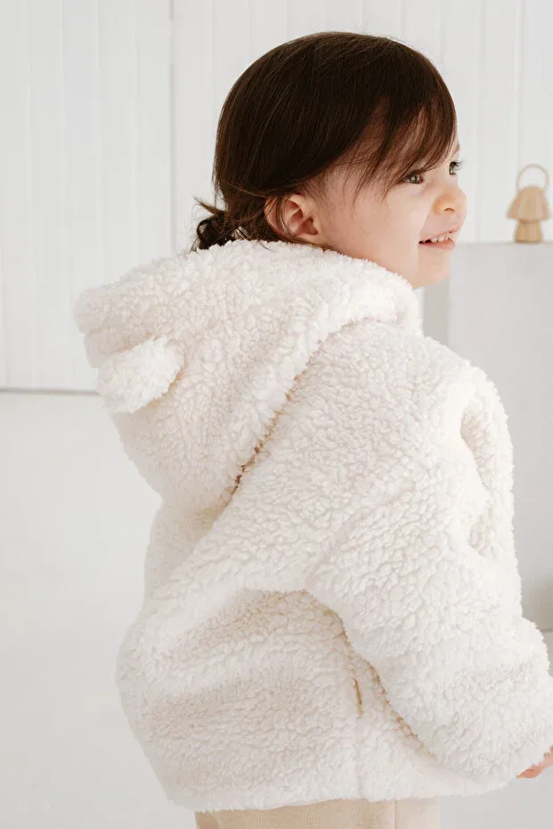 Детское зимнее пальто для девочек из плюша Teddy Lollie Baby&Kids, Nude Color — фото 4