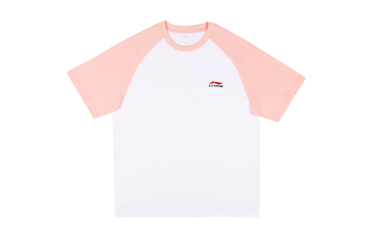 

LINING Футболка Unisex белая розовая, Розовый, LINING Футболка Unisex белая розовая