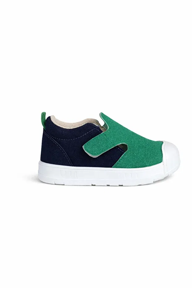 Детские повседневные туфли на липучке с ортопедической стелькой Sthapy, Navy Blue - Green — фото 3