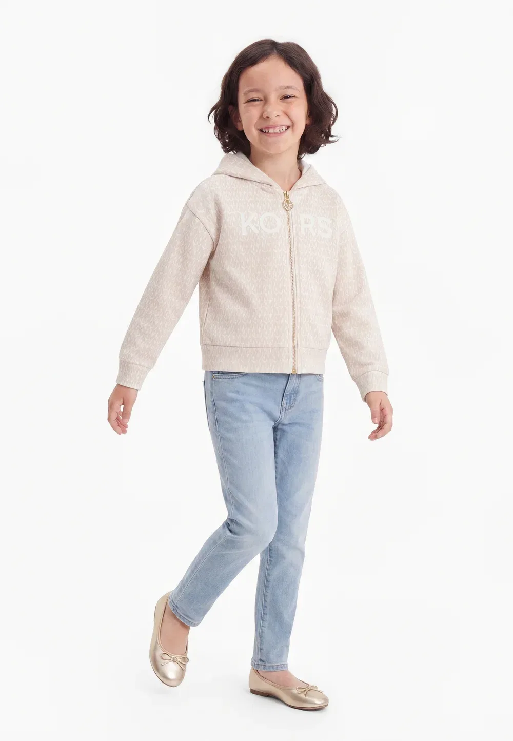 Эксклюзивная толстовка на молнии - свитшот на молнии Michael Kors Kids, Beige