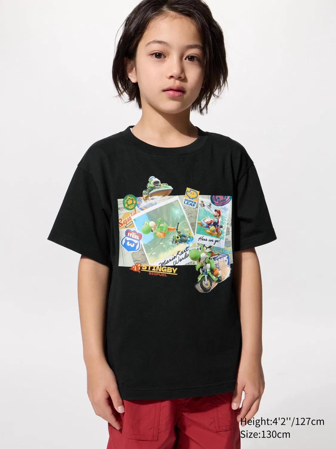 Футболка Uniqlo Mario Kart World UT, для детей, черный — фото 2