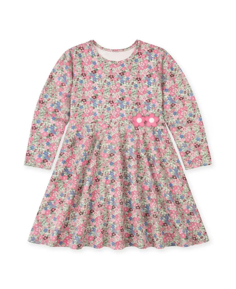 Платье-трапеция с цветочным принтом и аппликациями Florence Eiseman, Ivory Pink Multi Floral