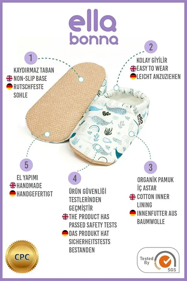 Детские пинетки с принтом Non-Slip Sole Unicorn Fish Baby Booties Ella Bonna, Swordfish — фото 4