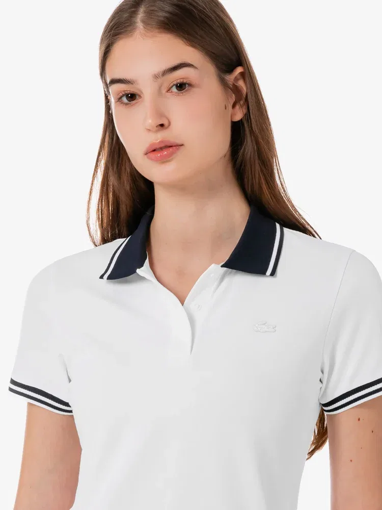 Женское поло LACOSTE, цвет White — фото 2
