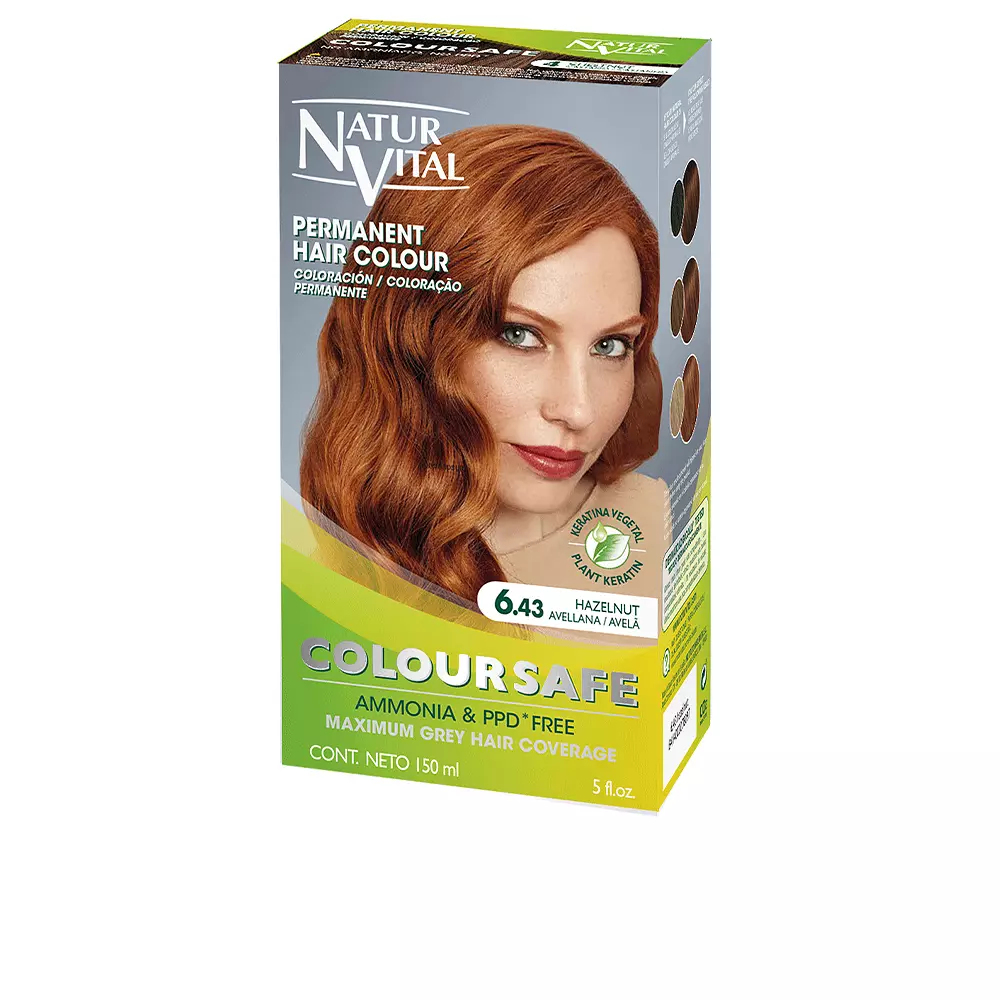 

Краска для волос Coloursafe tinte permanente Naturvital, цвет 6.43-avellana, 150 мл.