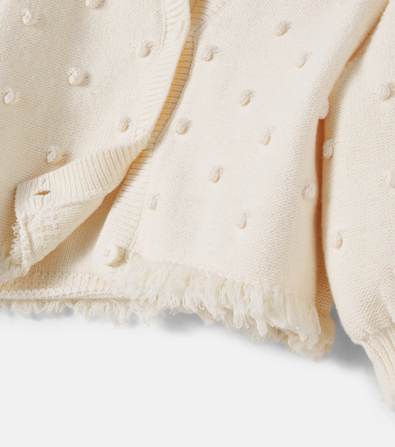 Кардиган хлопковый с бахромой Stella Mccartney Kids, белый — фото 4