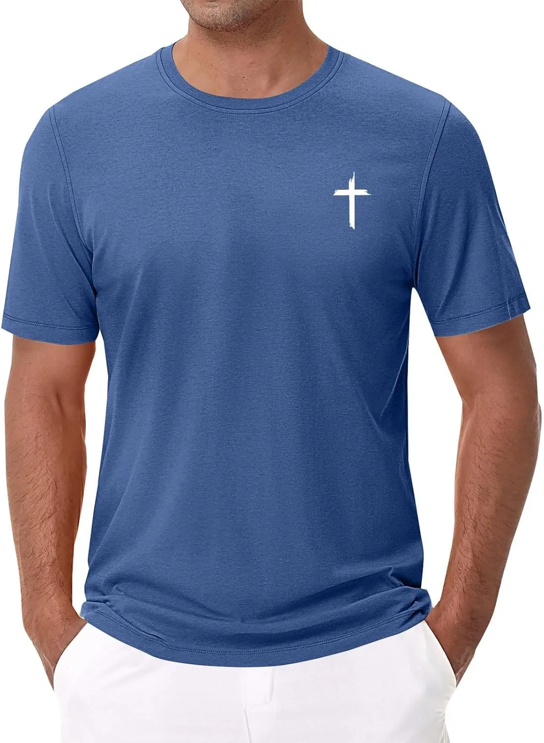 Мужская футболка с принтом пальмы Crewneck, Light Blue