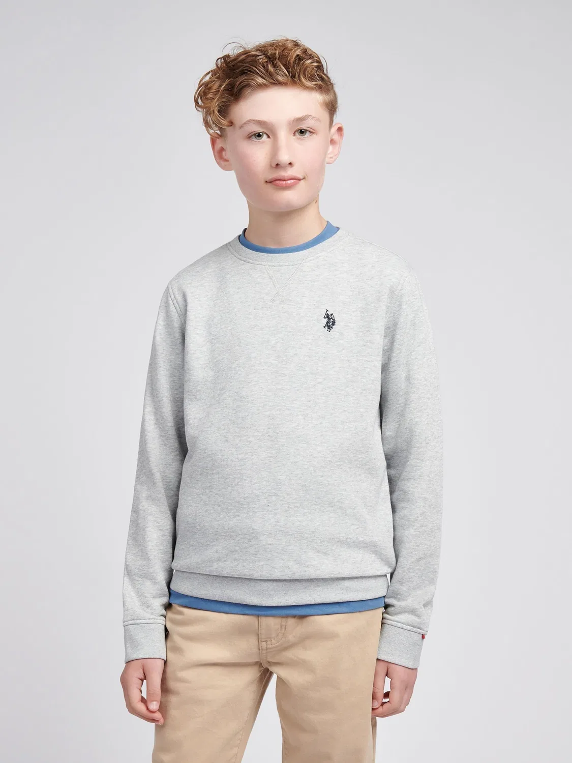 Свитшот с вышивкой Double Horsemen U.S. Polo Assn., серый