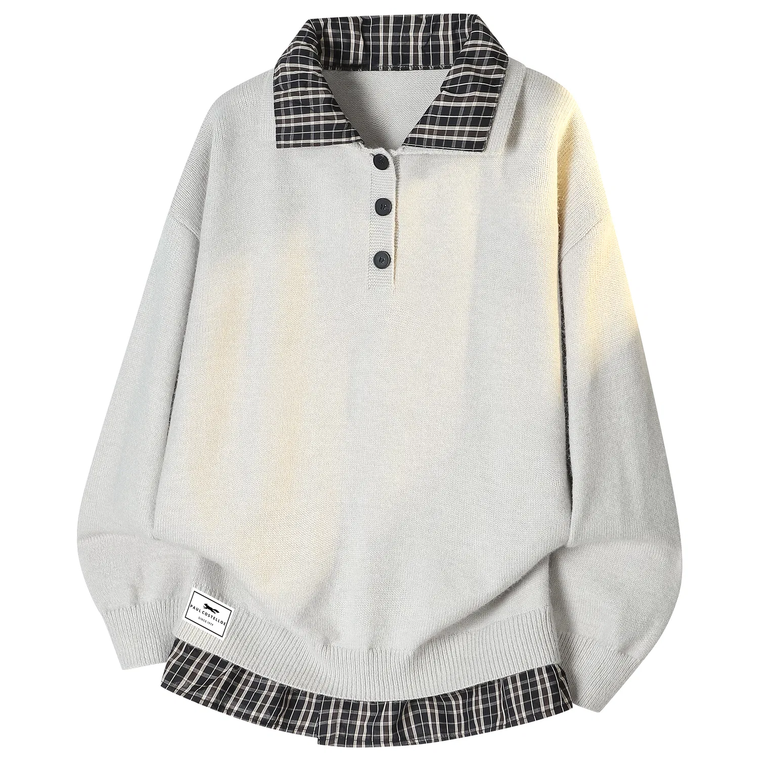 Детский свитер с поло и воротником, Light Gray, Paul Costelloe