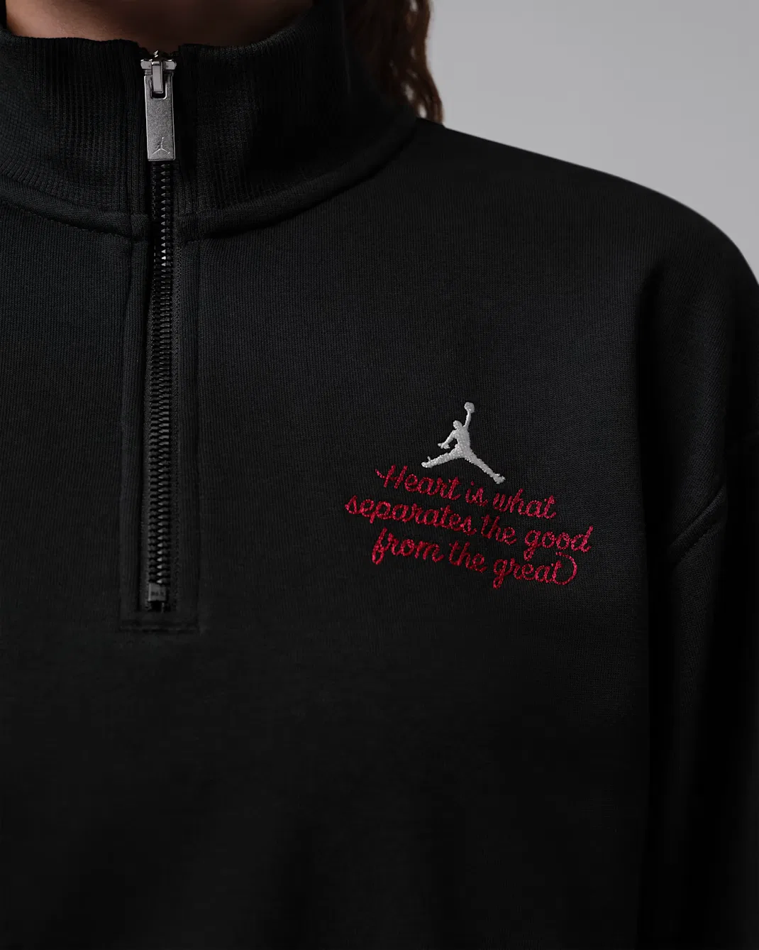 Укороченный женский топ с молнией на четверть длины Jordan Brooklyn Fleece, Black/Sail — фото 4