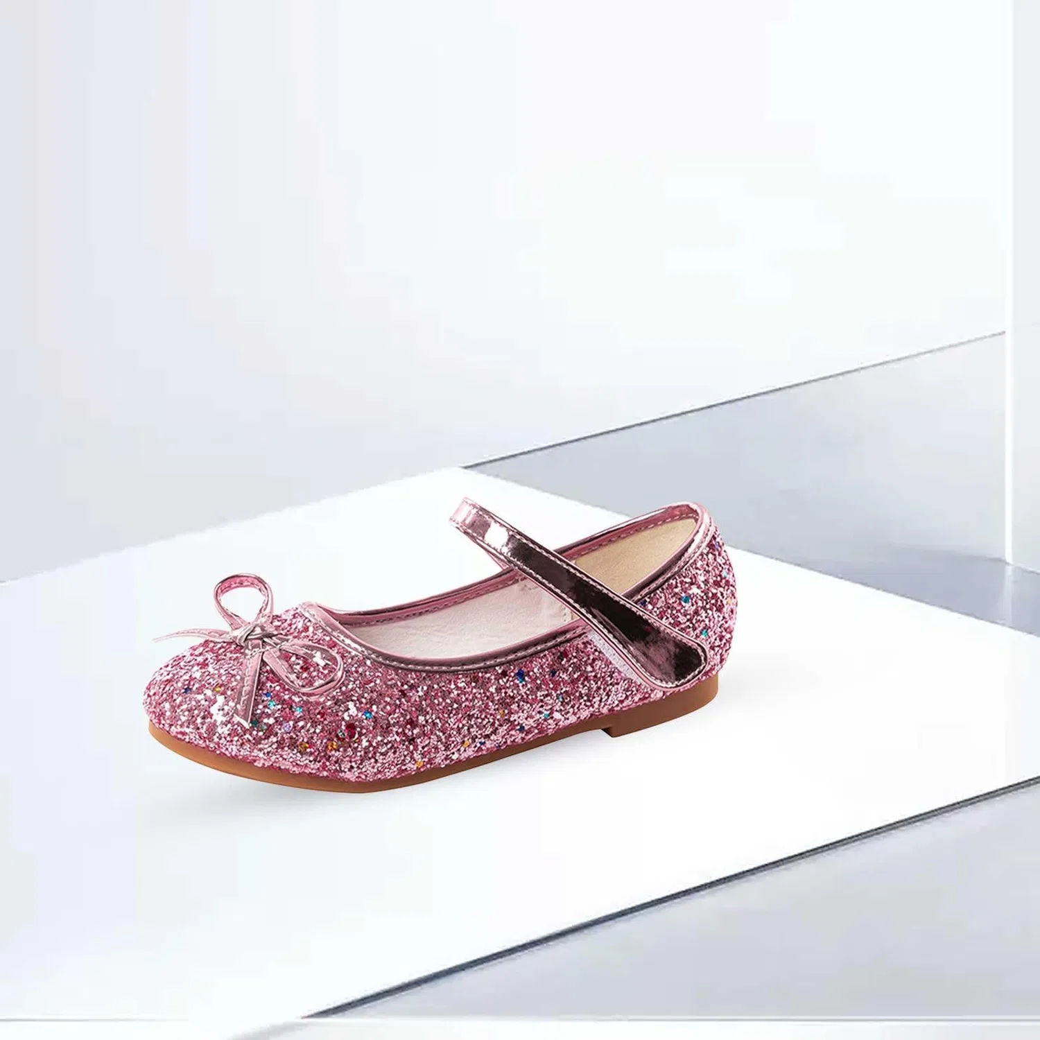 Детские туфли для девочек с пайетками Princess Shoes Elegant Mary Jane Sequin Ballet Flats Evening Shoes, Colore Rosa — фото 2