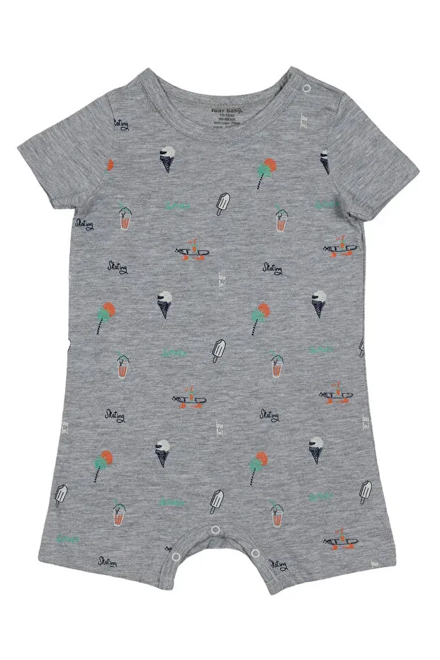 Детский комбинезон для мальчиков с принтом Melekpare, Gray-Orange-Green — фото 2