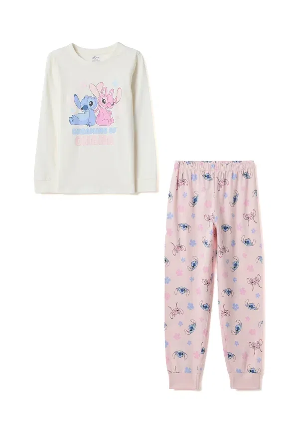 Пижамный комплект с принтом Regular fit with stitch print Ovs, белый/розовый