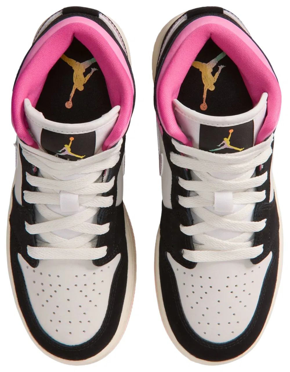 Кроссовки для девочек AJ 1 Mid SE Jordan, цвет Black/Gold/Pink — фото 4