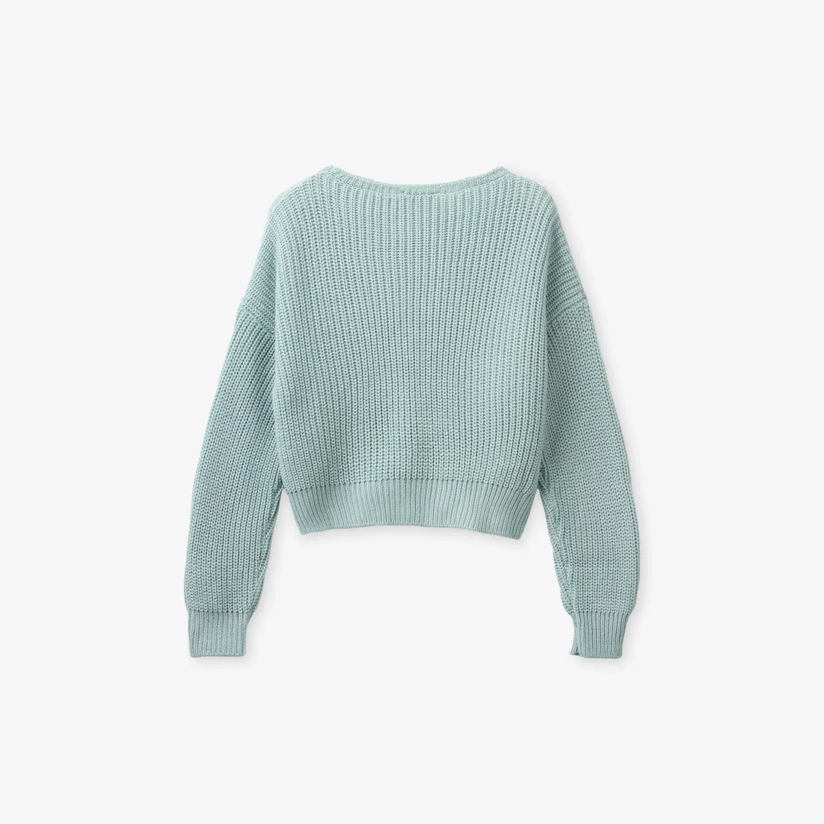 Хлопковый джемпер свободного кроя с круглым вырезом, размер 6-13 лет Benetton, зеленый — фото 3