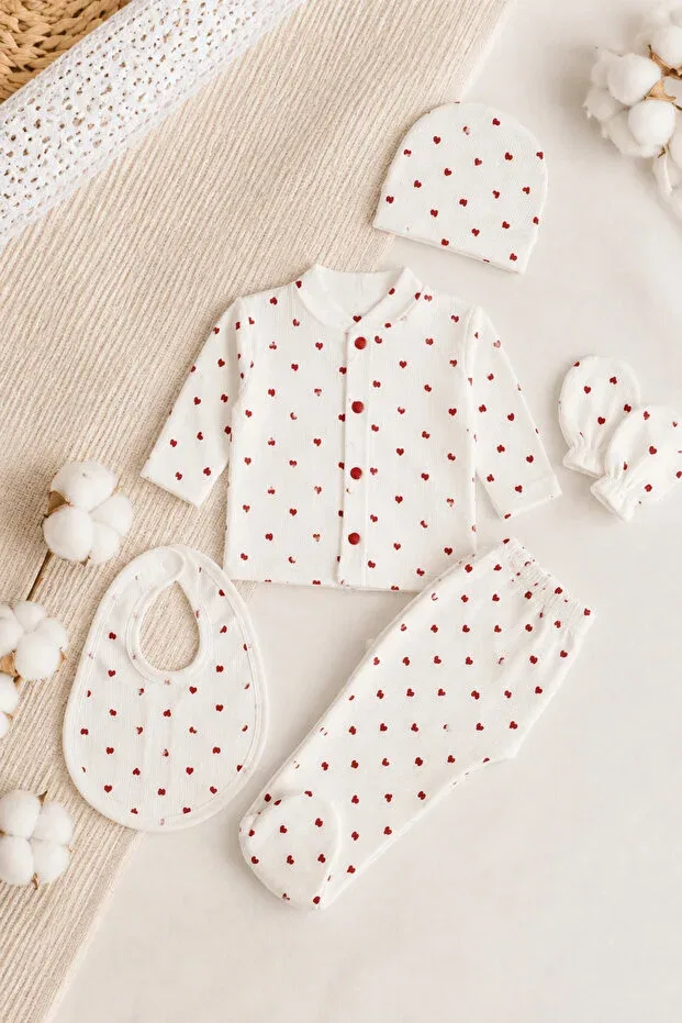 Детский комплект для выписки из роддома хлопковый Boxed Hearted Verona Tarz, White