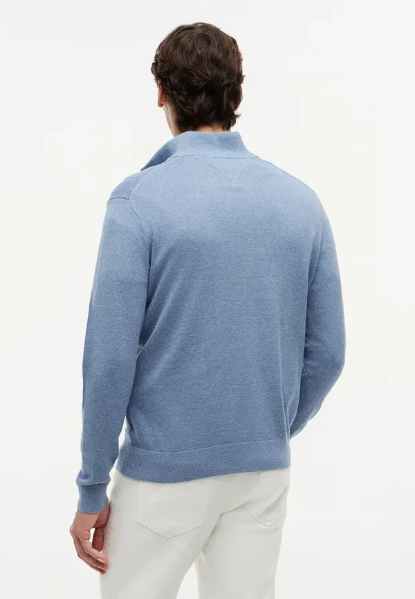 Джемпер с воротником-молнией из хлопка Quarter zip mock neck jumper Tommy Hilfiger, brisk blue heather, синий — фото 3