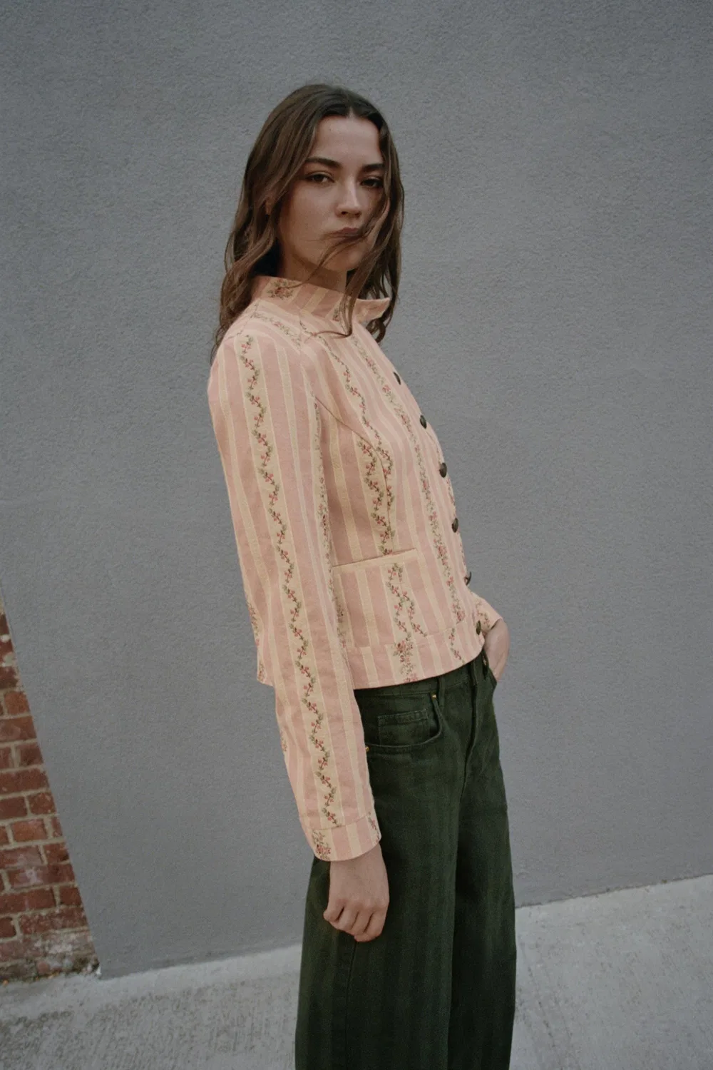 Жаккардовая куртка с цветочным полосатым узором ZARA, Pink — фото 4