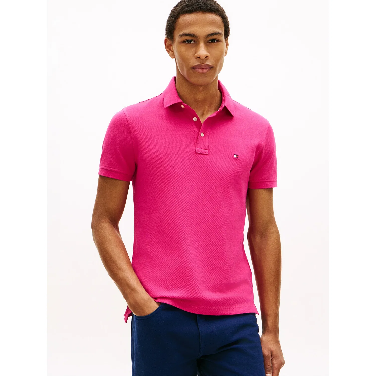 Мужское поло с вышивкой логотипа 1985 Slim Tommy Hilfiger, Magenta