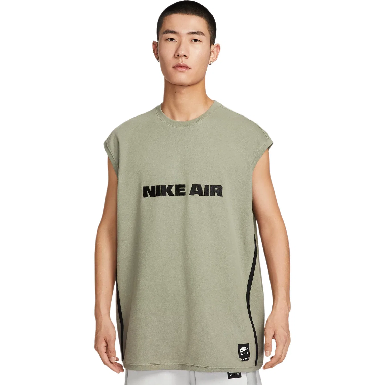 Майка Nike с круглым вырезом, светлый зелено-серый/черный