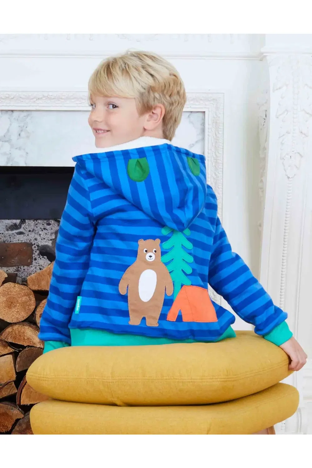 Детский худи с аппликацией Camping Bear Toby Tiger, Blue