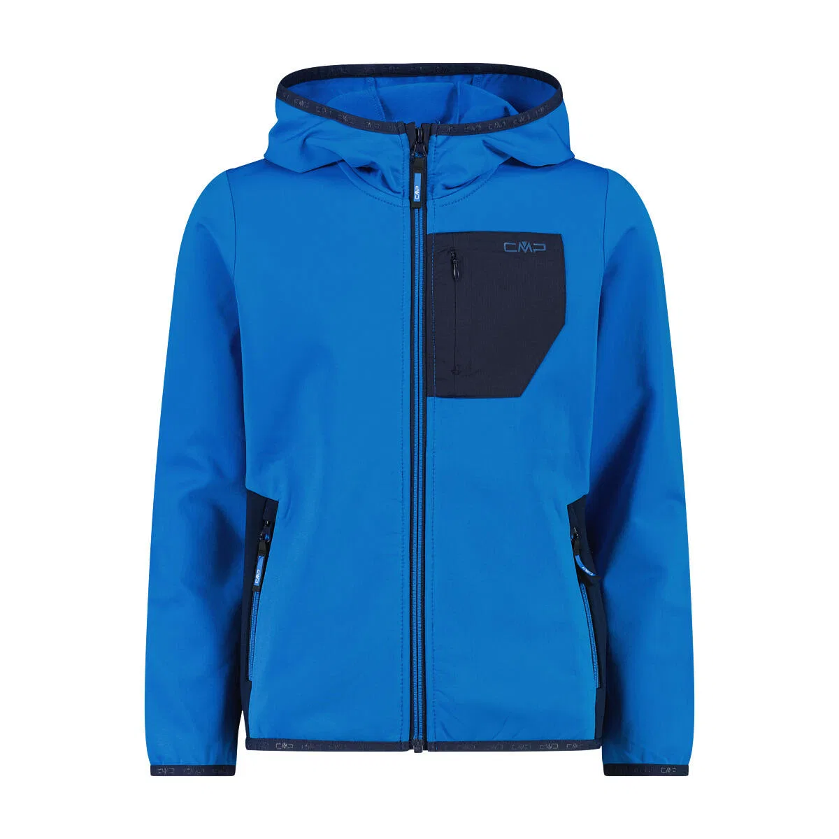 Детская флисовая куртка для мальчиков с капюшоном Kid Jacket Fix Hood Cmp, Цвет Konigsblau / Schwarz / Mediterranes Blau