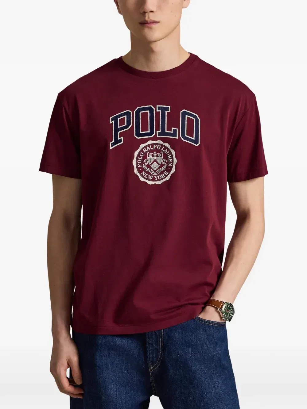 Футболка с вышивкой Pony и логотипом Polo Ralph Lauren, красный — фото 3