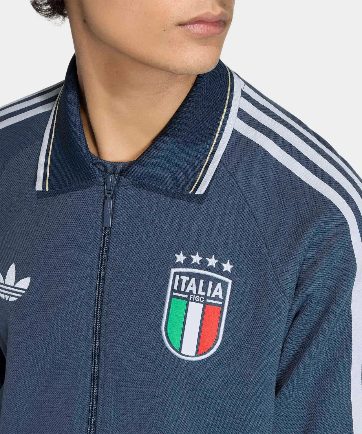 Мужская куртка-джерси с воротником, с длинным рукавом Италия Adidas, Blue — фото 4
