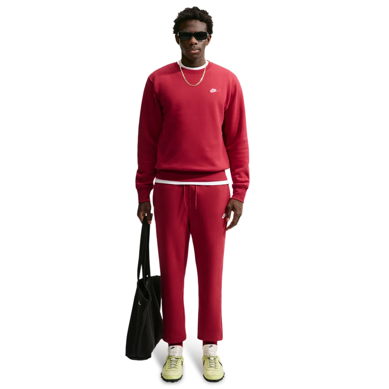 Мужские спортивные брюки из хлопка с полиэстером Nike Club Joggers, Tough Red/White — фото 3