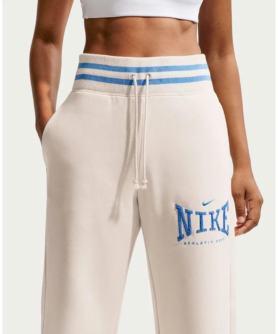Женские широкие брюки с высокой посадкой Nike Sportswear Phoenix Fleece, Light Orewood Brown/University Blue — фото 2