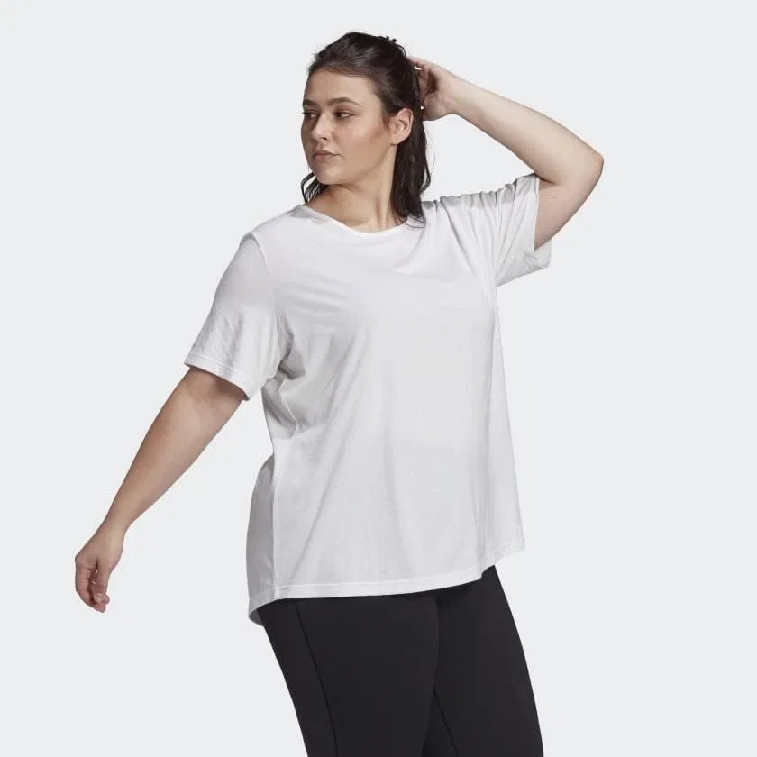 Женская фитнес футболка AEROREADY adidas, White/Clear Pink — фото 4