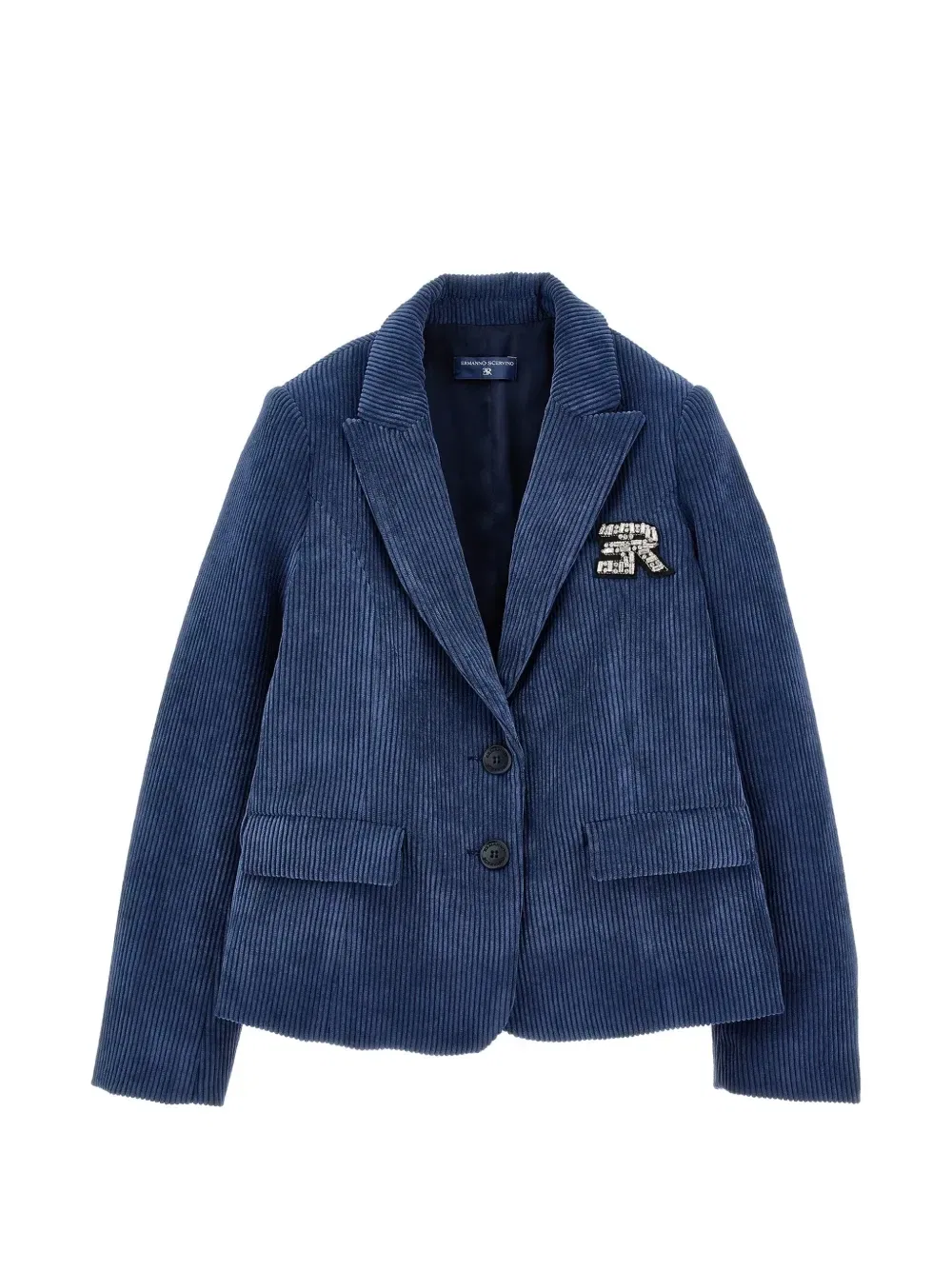 Вельветовый блейзер с кристаллами Ermanno Scervino Junior, синий