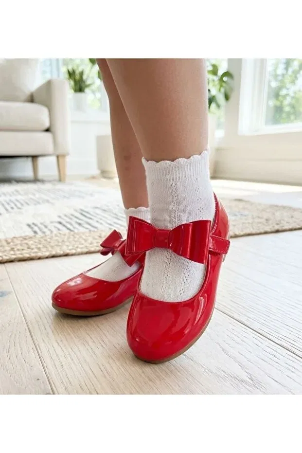 Детские балетки для девочек с бантом Surpie Shoes, Red