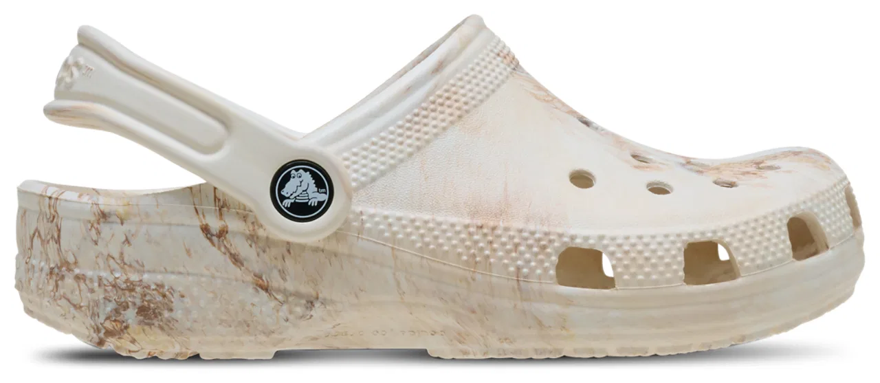 Детские клоги для мальчиков с эффектом мраморного акварельного принта Crocs Watercolor Marbled, Bone Swirl/Multi