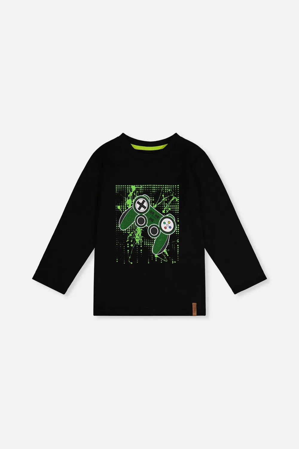 Детский лонгслив с длинным рукавом и принтом контроллера Deux par Deux, Black and Green