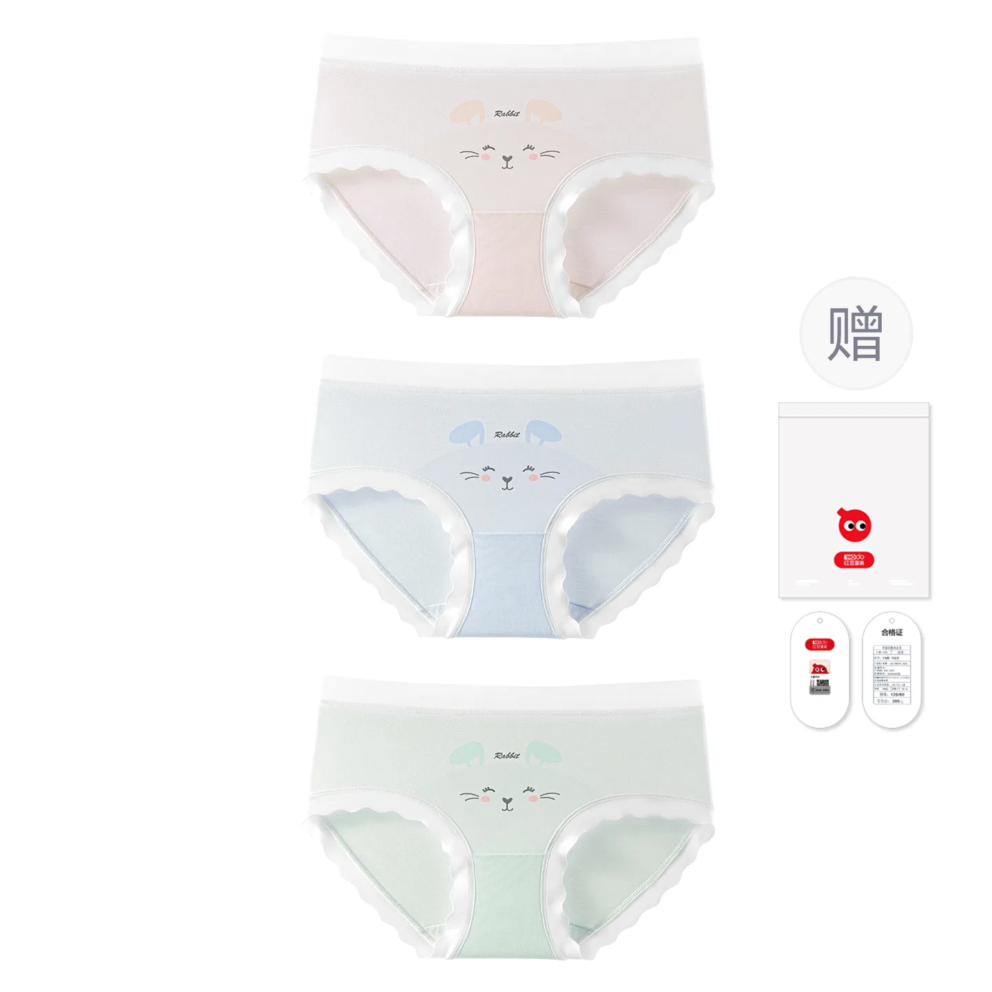 Детские трусы для девочек хлопковые Red bean, Light Purple Light Pink Light Blue Light Green — фото 4