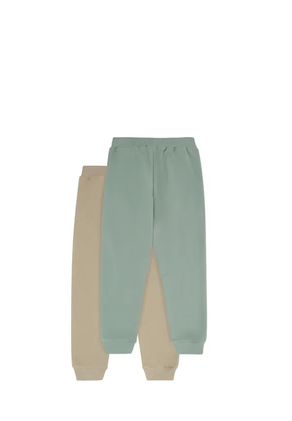 Комплект брюк хлопковый tracksuit bottoms Minymo green, зеленый — фото 2