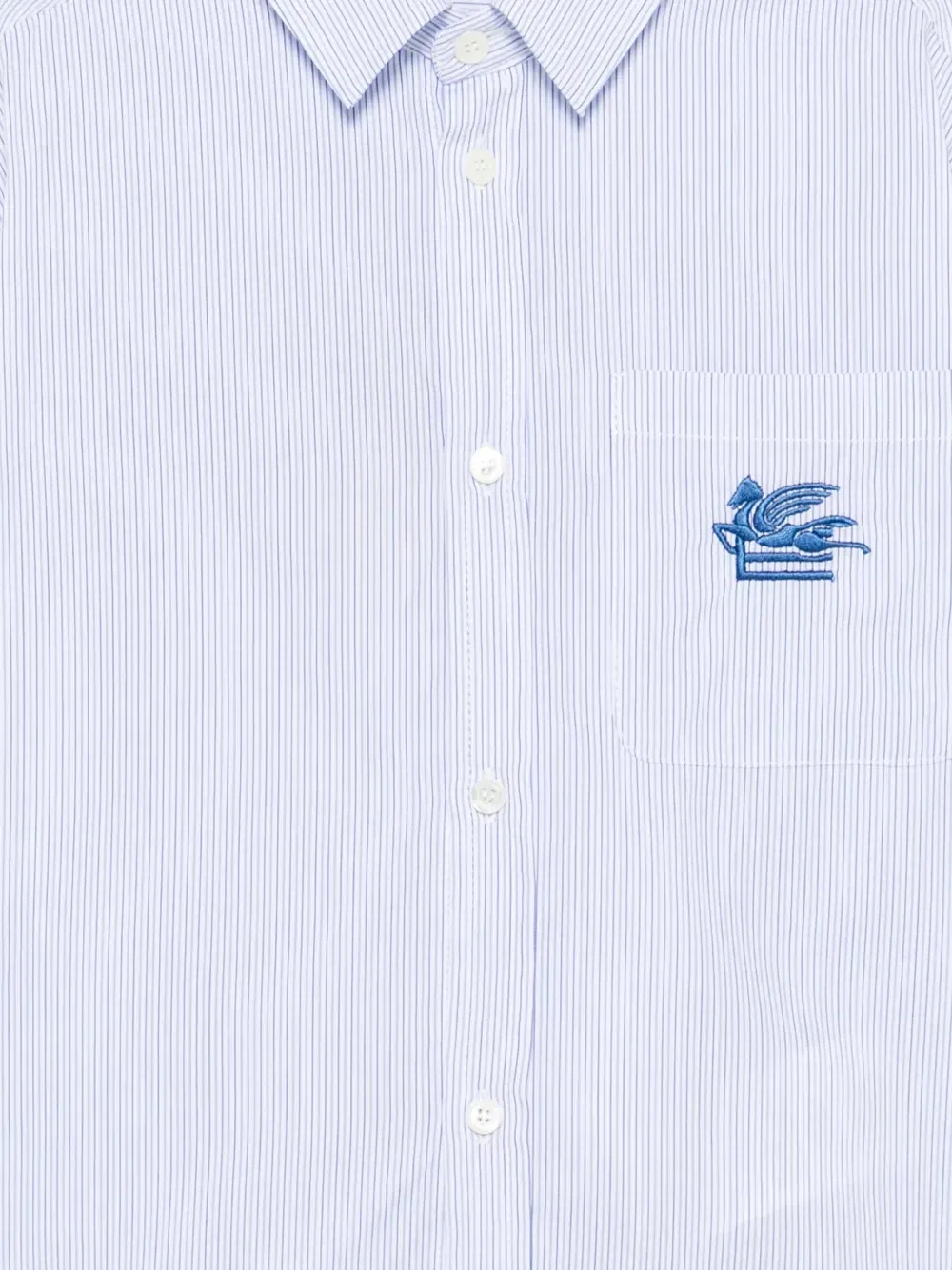 Рубашка в полоску с вышивкой Pegaso Etro Kids, синий — фото 3