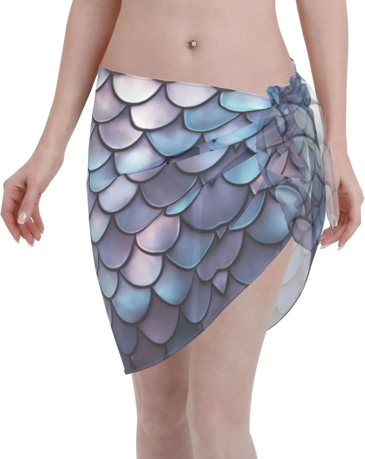 Женский пляжный саронг из шифона с волнистыми краями, Mermaid Scales
