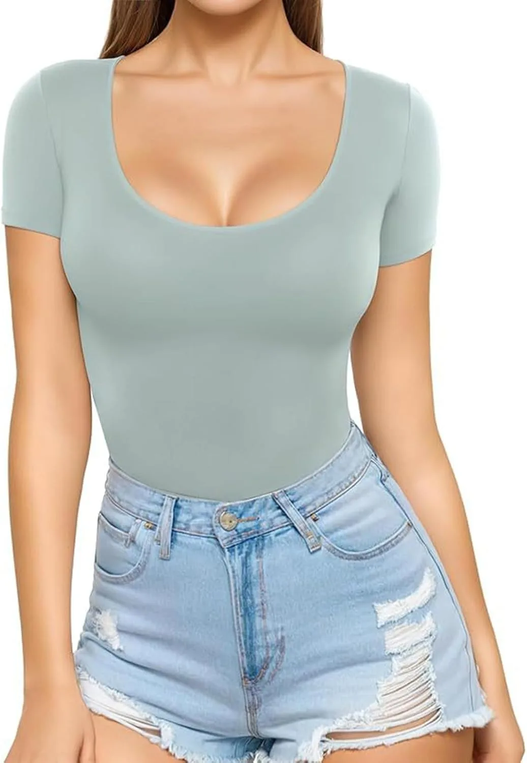 

Женский короткий топ с коротким рукавом для тренировок, мягкий с круглым вырезом