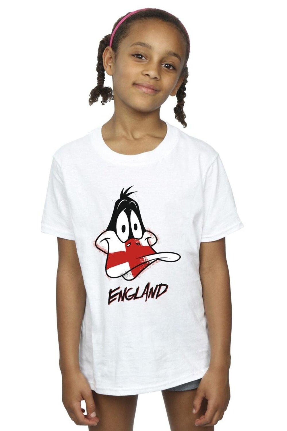 

Хлопковая футболка Daffy England Face Looney Tunes, белый