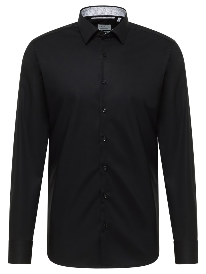 

Eterna Приталенная рубашка черного цвета