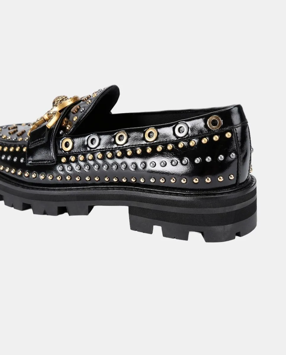 Женские лоферы Masion Stud из кожи с заклепками Kurt Geiger, черный — фото 3