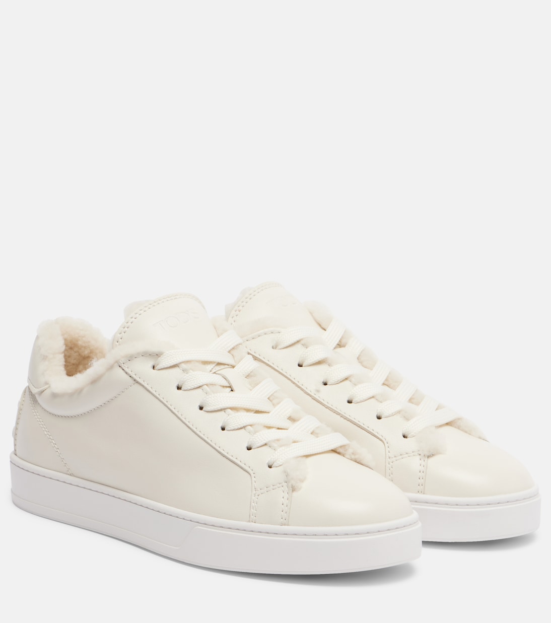 Кроссовки Cassetta из кожи с подкладкой из овчины Tod's, Bianco Lana