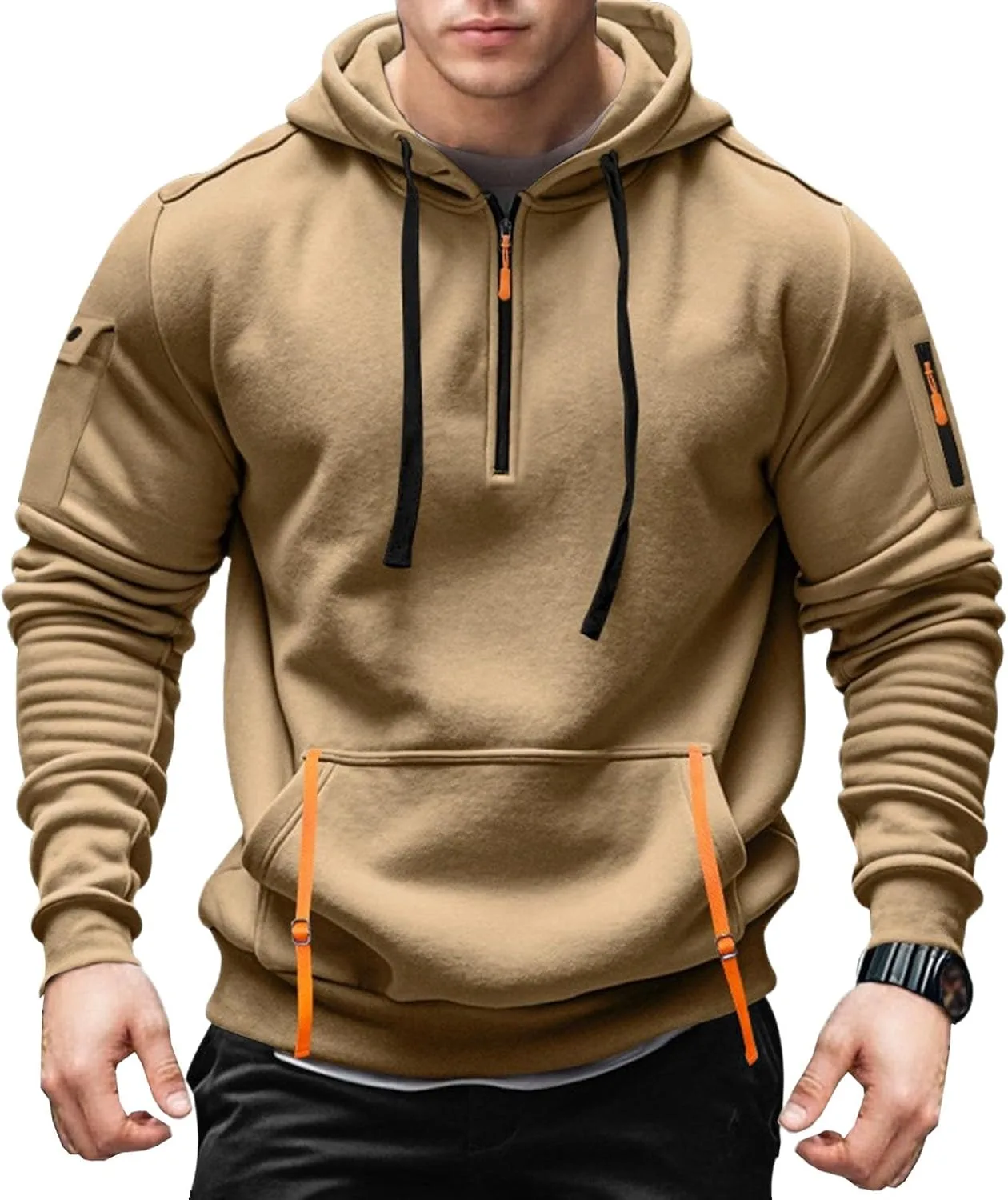 

Мужская винтажная тактическая толстовка с капюшоном и карманами FUNRKLI