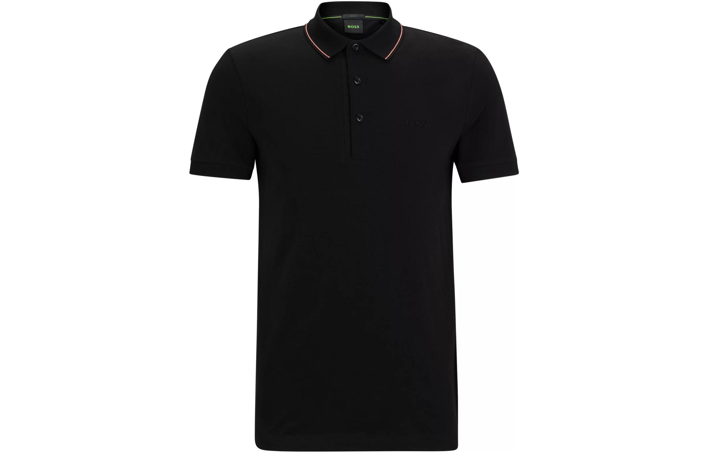 

Босс логотип вышитая короткий рукав поло HUGO BOSS, черный